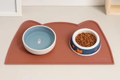 Miniatura 4 de OHMO - Tapete de silicona para comida para gatos, tapete de alimentación de mascotas para el piso, antideslizante e impermeable, bandeja para agua
