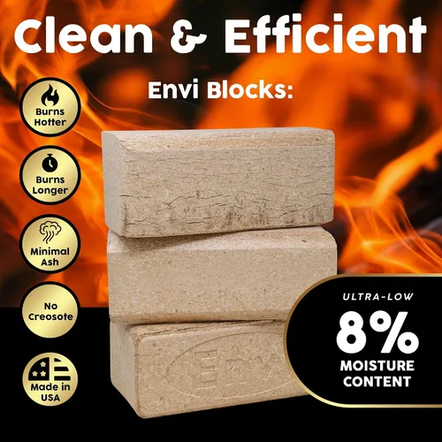 Miniatura 4 de Firewood Central Bloques de combustible de madera dura Envi de Bio-Diversity (paquete de 3) aserrín comprimido 100% natural, alto calor, combustión