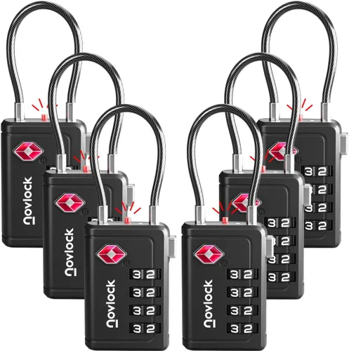 Miniatura 12 de Cerradura de equipaje aprobada por la TSA Indicador de inspección, combinación de 4 dígitos, aleación de zinc duradera para maletas, mochilas