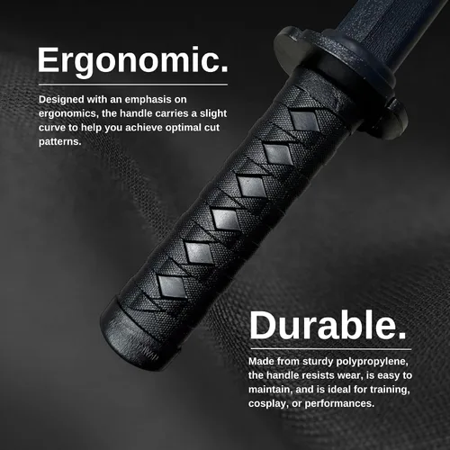 Miniatura 7 de E-BOGU Katana de práctica de polipropileno estilo Mokume (62.2 cm) con vaina Saya negra