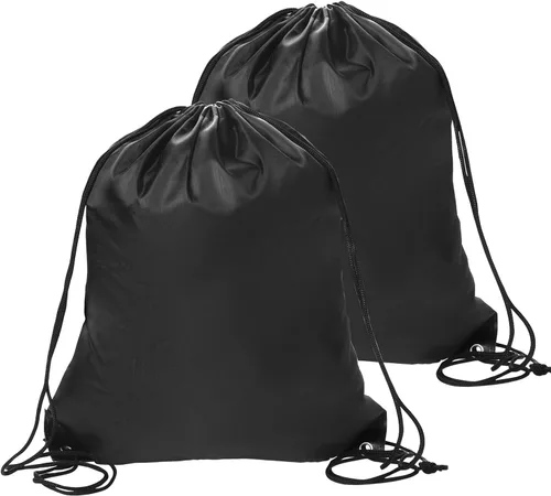 Sliverdew Mochila con cordón para gimnasio, color negro, a granel, con cincha, bolsa de cuerda a granel, Negro -, Mochila con cordón