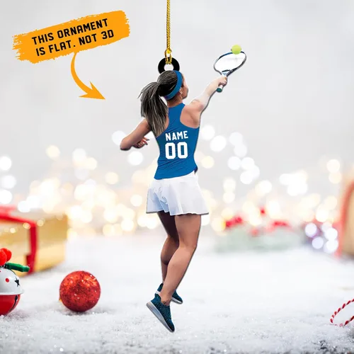 Miniatura 8 de Adorno plano acrílico personalizado para niña, jugador de tenis, regalo para amantes del tenis, jugador de tenis, adorno de Navidad para árbol de Tn1