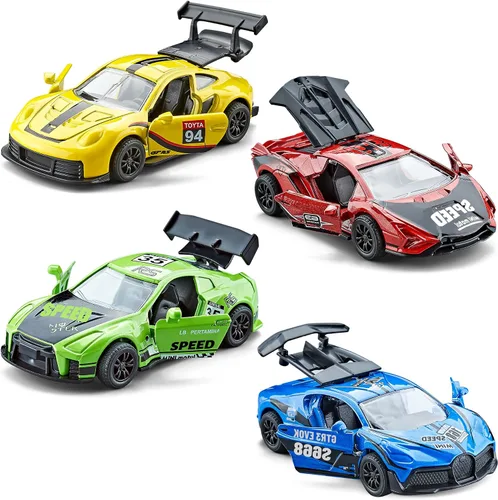 Miniatura 10 de KIDAMI Juego de 5 autos de juguete de metal fundido a presión, puertas que se abren, ambulancia de autos retrocedentes, paquete de regalo para niños