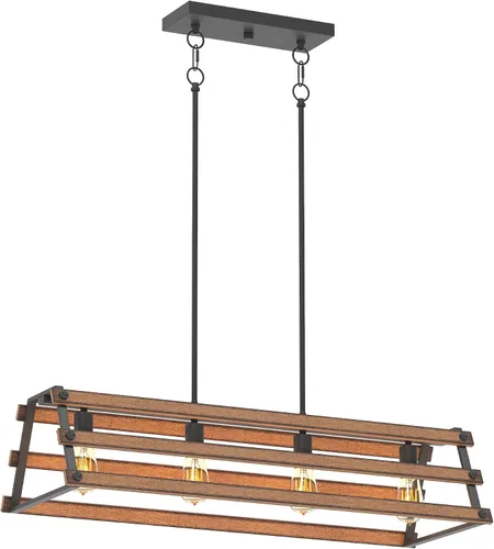 Miniatura 10 de Inlight IN-0335-3-WD - Colgante de 3 luces de diseño rústico e industrial de 18 pulgadas para isla de cocina, acabado de madera envejecida negra