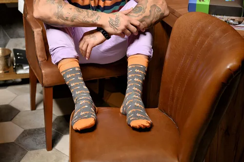 Miniatura 6 de Calcetines de media pantorrilla para hombre, diseño de animales locos, casual, algodón, talla 9, 13, divertido, colorido, novedad, arte, hombre