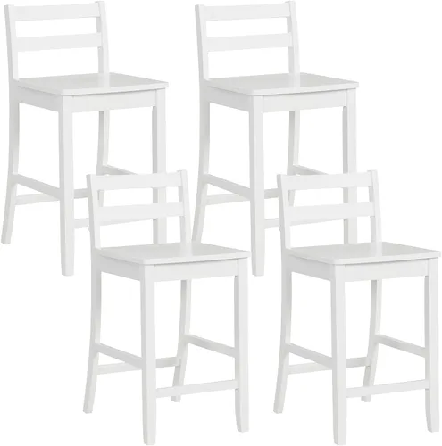 Miniatura 10 de COSTWAY Juego de 2 taburetes de bar de madera, taburetes de altura de mostrador de 24 pulgadas con respaldo ergonómico y reposapiés, sillas de Blanco