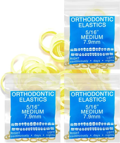 Miniatura 14 de Bandas elásticas de látex ámbar 3 paquetes 300 unidades 3/16pulgadas 4.8mm HEAVY Bandas elásticas intraorales Unimedic Bandas de goma dentales