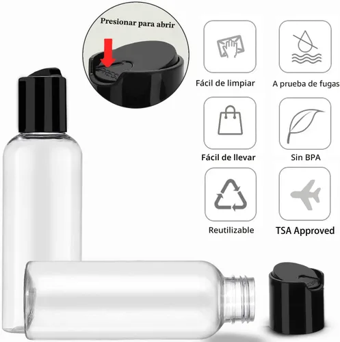 Miniatura 2 de DNSEN Paquete de 5 Botellas de Viaje de 3.4 oz para Artículos de Tocador Aprobadas por TSA A Prueba de Fugas Contenedores de Botellas Vacías