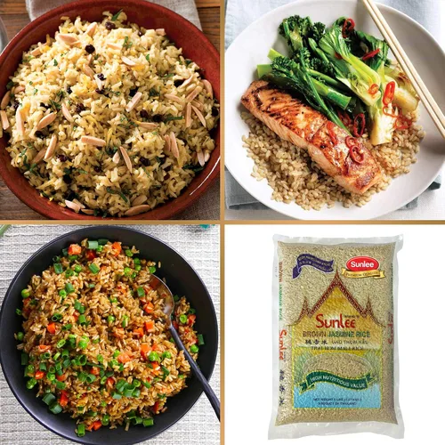 Miniatura 7 de Sunlee Arroz de jazmín integral – 5 libras de arroz integral de grano largo, aroma fragante, ideal para veganos y vegetarianos, naturalmente sin