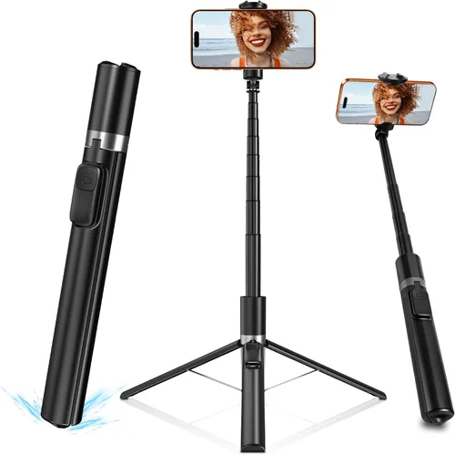 Trípode automático para teléfono, 67 pulgadas de despliegue automático para selfie stick con control remoto, giratorio de 360°, extensible y