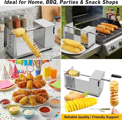 Miniatura 7 de RioRand - Cortador manual de patatas en espiral, de acero inoxidable tornado con cuchillas para papas rizadas, cortador de papas DIY para cocina