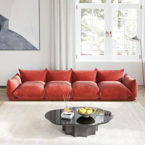 Miniatura 20 de Sofá de nube de asiento profundo de 77 pulgadas, moderno sofá modular de chenilla, sofá modular de 2 asientos con cojines gruesos de felpa y otomana