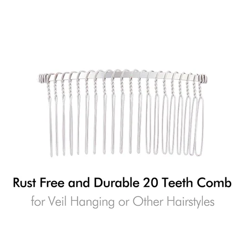 Miniatura 5 de Cinaci Paquete de 30 peines laterales de metal plateado con 20 dientes, tocados franceses decorativos, soporte para moño, peine de alambre
