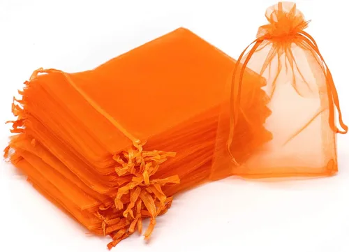 Miniatura 32 de Dealglad 100pcs Drawstring Organza bolsas de joyería caramelo para fiestas, casamientos, regalos Amarillo