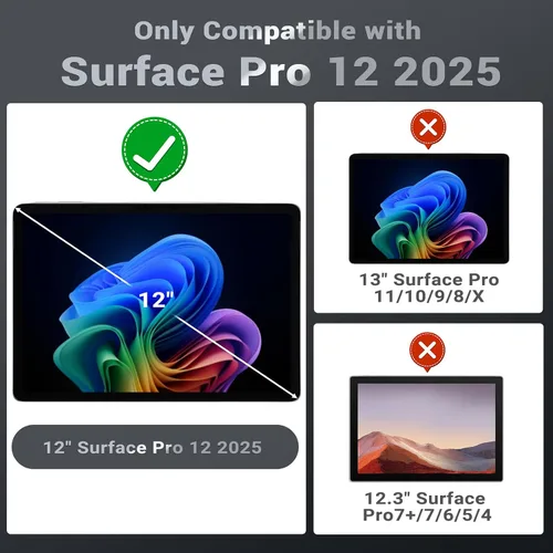 Miniatura 2 de MoKo - Funda protectora resistente todo en uno para Microsoft Surface Pro de 12 pulgadas lanzada en 2025, con soporte trasero para bolígrafo