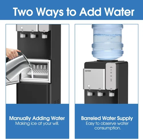 Miniatura 6 de Despachador de agua enfriador ICEVOKE 3 en 1 con máquina para hacer hielo, dispensador de agua fría y caliente para botellas de 3 o 5 galones