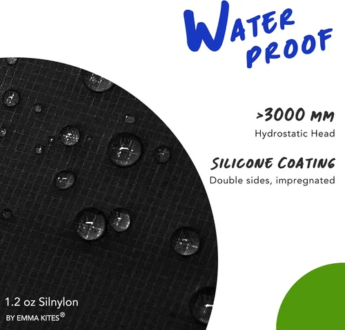 Miniatura 3 de emma kites Tela de nailon Ripstop 20D negra impermeable de 1.2 onzas, revestimiento de silicona de silnylon, ultraligero resistente al desgarro