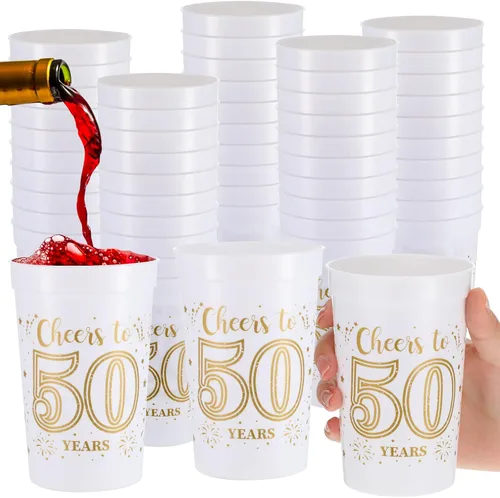 Miniatura 9 de Lallisa 40 tazas de plástico para fiestas de cumpleaños 40 a granel, de 16 onzas a 40 años, decoraciones de fiesta de 40 años, regalos de fiesta