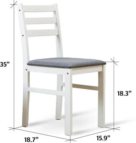 Miniatura 3 de Livinia Seattle Juego de 2 sillas de cocina moderna de estilo granja para comedor, sillas con respaldo en escalera de madera y asiento acolchado