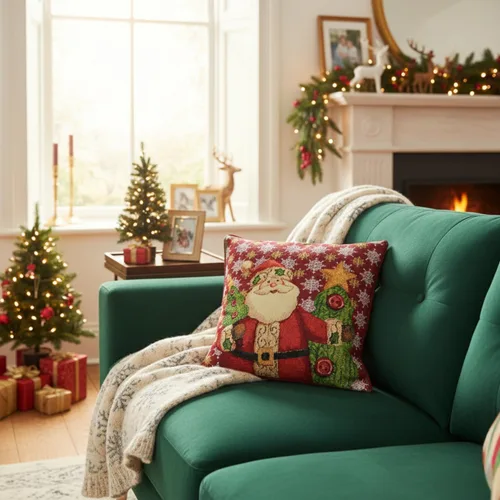 Miniatura 3 de Tache - Funda de almohada roja de Papá Noel, 1 pieza de 16 x 16 pulgadas, tapiz festivo, lindo Papá Noel está llegando a la ciudad, funda de almohada