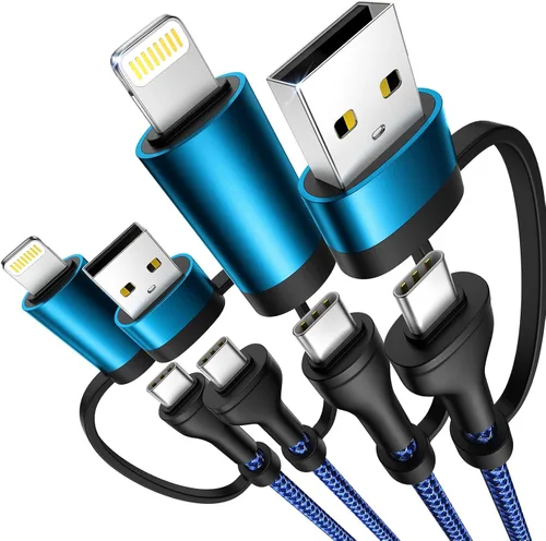 Miniatura 11 de Cable de carga 4 en 1, adaptador USB C Lightning USB C a USB C 60W PD [carga rápida y sincronización de datos] Cargador múltiple 4 en 1 para iPhone