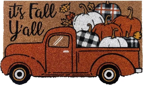 Miniatura 6 de Briarwood Lane Felpudo de fibra de coco para camión de calabaza de otoño