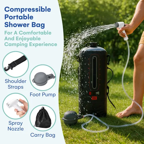 Miniatura 4 de HappyPo Ducha de camping - Bomba de ducha solar portátil para acampar