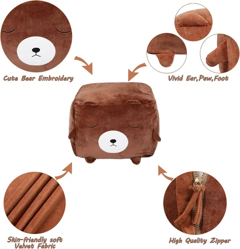 Miniatura 2 de Puf de león fresco para decoración de habitación de niños, puf con cremallera rellenable para organizar juguetes de felpa para niños