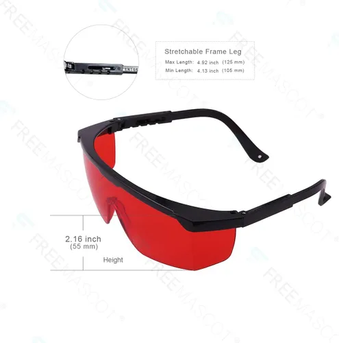 Miniatura 3 de FreeMascot OD 4+ 190nm-550nm Gafas de seguridad láser de longitud de onda para luz láser típica de 405nm, 445nm, 450nm, 520nm, 532nm