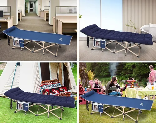 Miniatura 3 de Nice C Catres de camping con cojín, catres de camping con colchón, para adultos, catre plegable, con almohada, bolsa de transporte y bolsillo