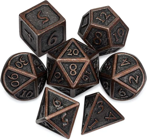 Miniatura 4 de HEIMDALLR Juego de dados de metal DND, 7 piezas, juego de dados de metal indestructibles con bolsa de dados; juego de dados D&D