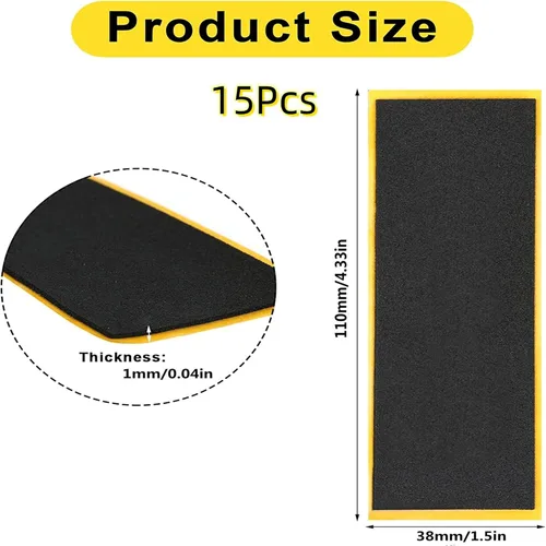 Miniatura 2 de 15 Piezas Cinta de Agarre de Espuma para Fingerboard, Tablero de Madera de Calidad Pegatinas de Espuma con Adhesivo Fuerte Antideslizantes Negras
