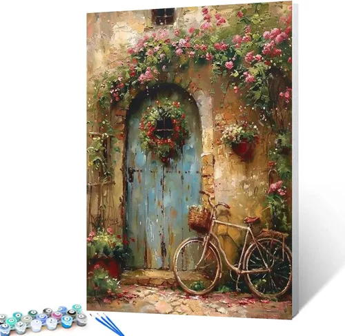 Miniatura 33 de Kits de pintura por números para adultos principiantes, pintura al óleo sobre lienzo de 16 x 20 pulgadas, lámpara de flores y óleo, pigmento 4-Art-06