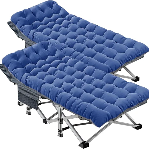 Miniatura 14 de DoCred Catre plegable XXL de gran tamaño con colchón, catre de dormir resistente, cama portátil para adultos al aire libre con bolsa de transporte