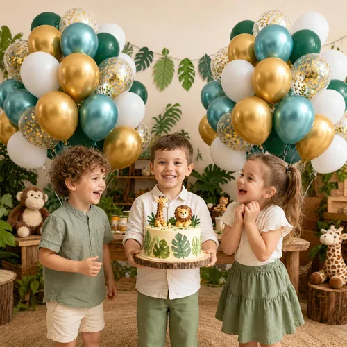 Miniatura 4 de Globos de látex verde metálico dorado, paquete de 60 globos de látex de 12 pulgadas de color verde oscuro, blanco y dorado con cintas para bodas