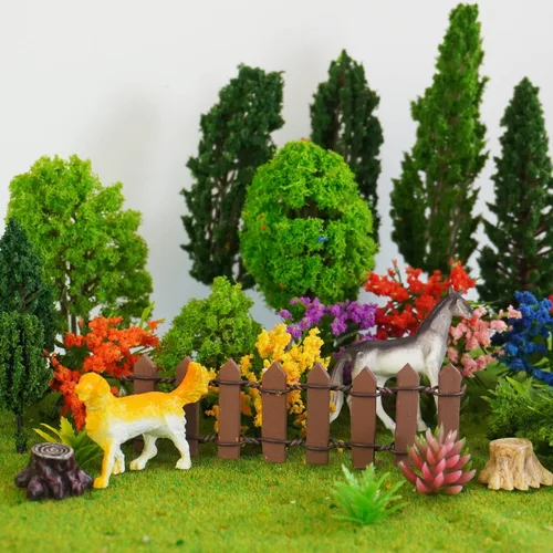 Miniatura 4 de 50 árboles modelo de 1.1 a 5.5 pulgadas, modelo de diorama mixto, árbol, flor, césped, arquitectura, mini árboles falsos para manualidades