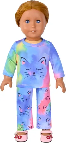 Miniatura 61 de QPANCY Conjunto de pijamas a juego para niñas y muñecas, pijamas de manga larga para otoño e invierno