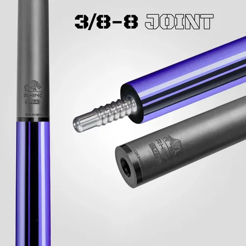 Miniatura 2 de RHINO Nebula 2 Pool Cue - Premium Carbon Fiber Shaft & Composite Butt. Time Crystal Tip, Pro Taper Design. 3/8-8 Joint, Wrapless. Low Deflection