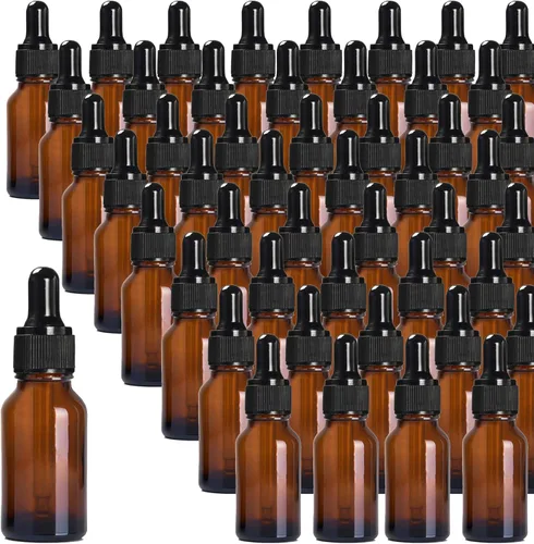 Miniatura 34 de Paquete de 48 Botellas Cuentagotas de Vidrio Transparente de 1 oz, Botellas Cuentagotas con Cuentagotas de Vidrio para Aceites Esenciales, Perfumes