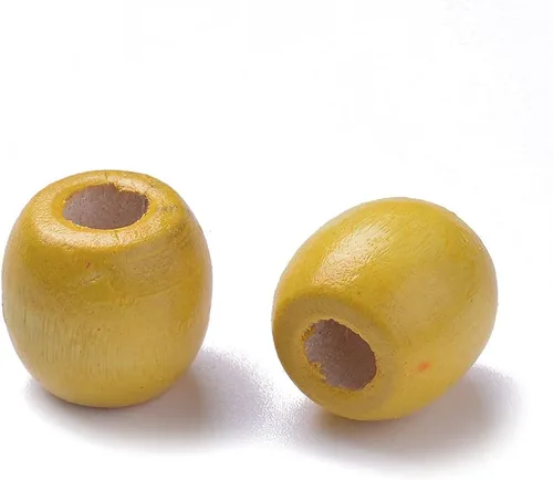 Miniatura 2 de 50 cuentas de barril de madera natural, teñido de color mixto, agujero grande, cuentas espaciadoras sueltas europeas, cuentas de trenza de pelo