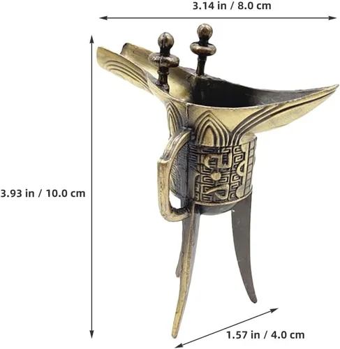 Miniatura 2 de Bestoyard Copa de vino antigua de tres patas, accesorio de fotografía, taza de metal, decoración de estilo chino antiguo para colección de oficina