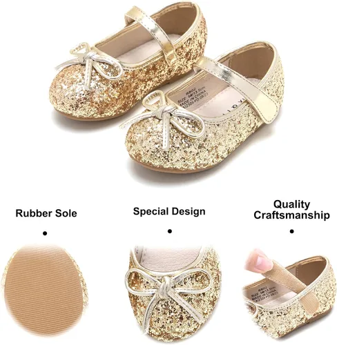 Miniatura 4 de Felix & Flora - Zapatos bajos de vestir con flores para niña pequeña, tipo bailarina, para fiesta, escuela o boda