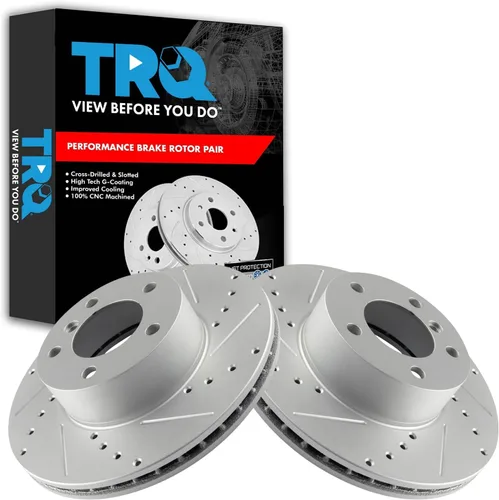 Miniatura 123 de TRQ Juego de rotores de freno de rendimiento trasero con revestimiento G premium compatible con Mazda 6 2014-2021