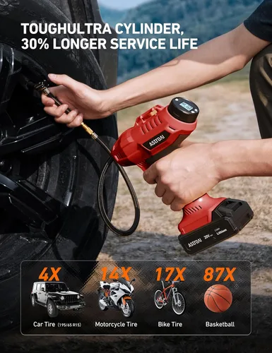 Miniatura 2 de AstroAI C2 Inflador de Neumáticos Inalámbrico Compresor de Aire 20V Batería Recargable 160PSI Bomba de Aire Portátil con Adaptador de Corriente