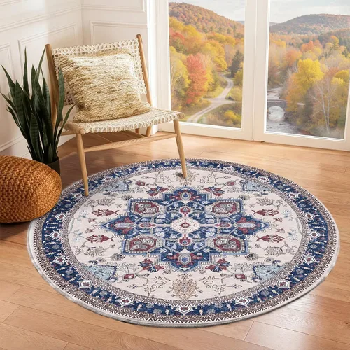 Miniatura 60 de OPPODREAM Alfombras suaves, pequeñas y lavables con parte trasera antideslizante, alfombra de cachemira sintética de pelo bajo, 2 x 3 pies, azul