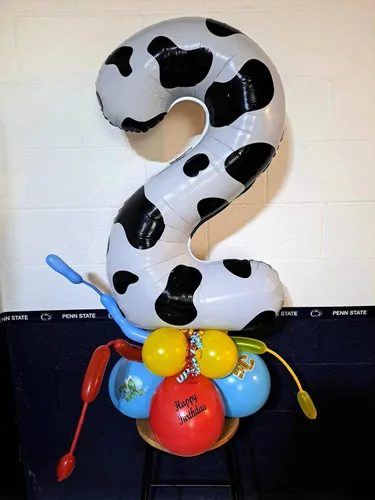 Miniatura 8 de Globo con el número 2 con estampado de vaca, globo de 40 pulgadas, suministros de fiesta de animales de granja para segundo cumpleaños, decoraciones