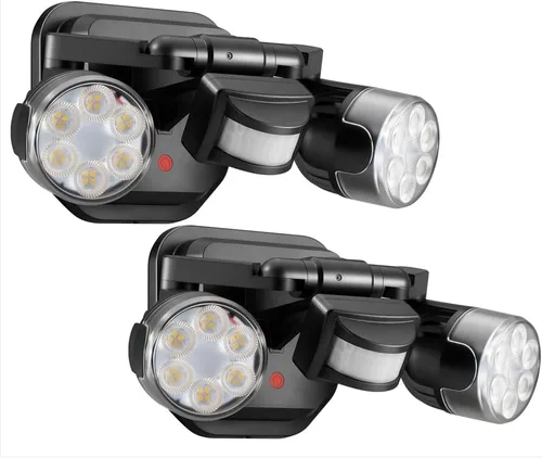 Miniatura 13 de OREiN Luz de seguridad con sensor de movimiento para exteriores, luz LED reflectora de doble cabeza ajustable, 3 modos