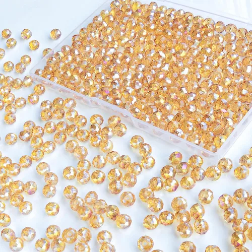 Miniatura 11 de 800 cuentas redondas de cristal de 0.236/0.396/0.394 pulgadas para joyas de bricolaje, ideales para pulseras, collares, colgantes y proyectos