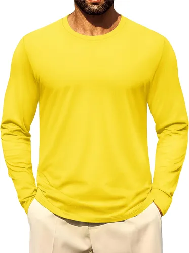 Miniatura 19 de Cotrasen - Camisetas básicas de manga larga para hombre, de algodón, con cuello redondo, transpirables, suaves y casuales