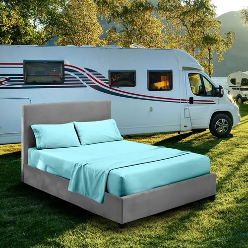 Juego de sábanas para literas de autocaravana – 48 x 75 pulgadas, tamaño matrimonial 3/4, color azul aguamarina, litera para cuna, cama de caravana